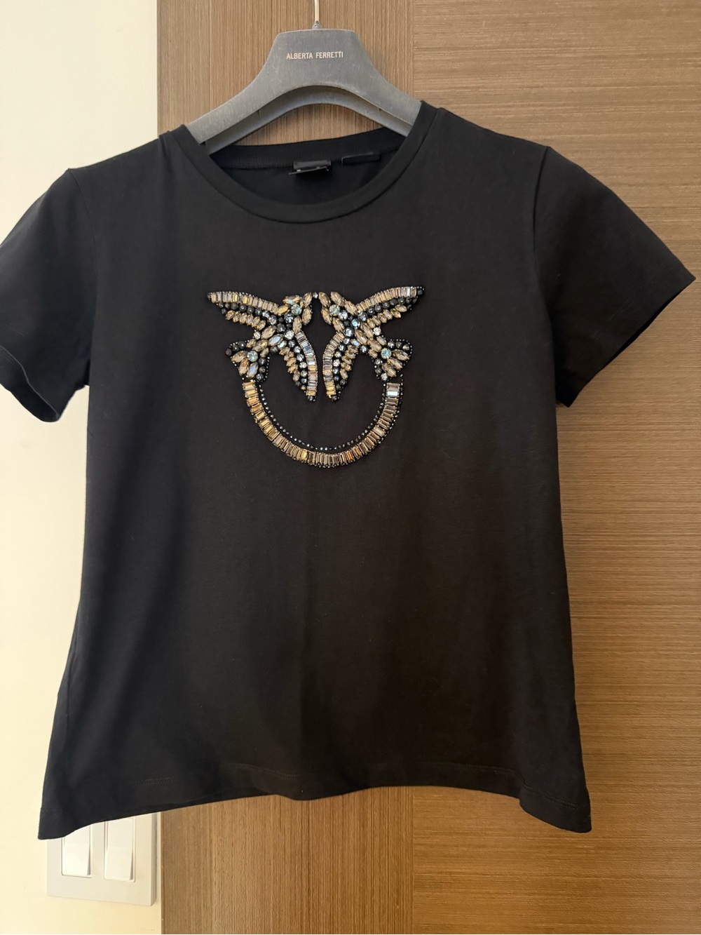 Pinko Black Embellished women’s Tee Sz S